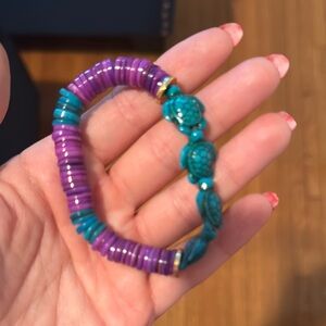 Purple and Turquoise Turtle Bracelet